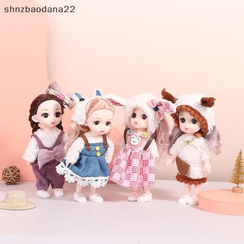 [Shnzd] Mini Boneca De 16 Cm Bonecas Articuladas Móveis 3D Olhos Grandes Brinquedo DIY Com Roupas Vestir Para De Menina 