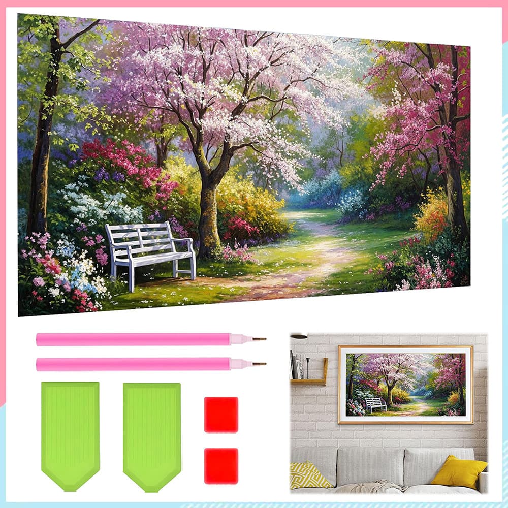 40 x 70 cm, Conjunto de pintura diamante 5D para adultas Trilho na floresta Pintura artística com diamante quadrados