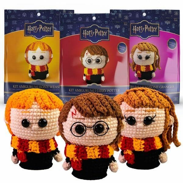 Kit Amigurumi Harry Potter – Harry, Hermione, Rony, Dumbledore E Hagrid Para Crochê Para Decoração