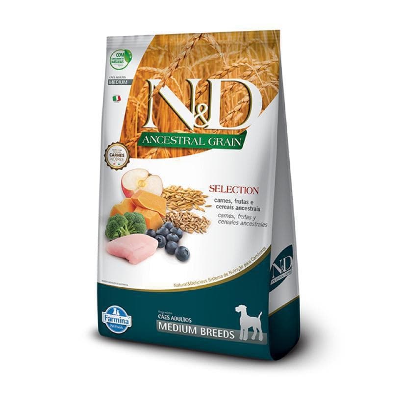 Ração N&D Ancestral Grain Selection Carnes Cães Adultos Medium - 15kg
