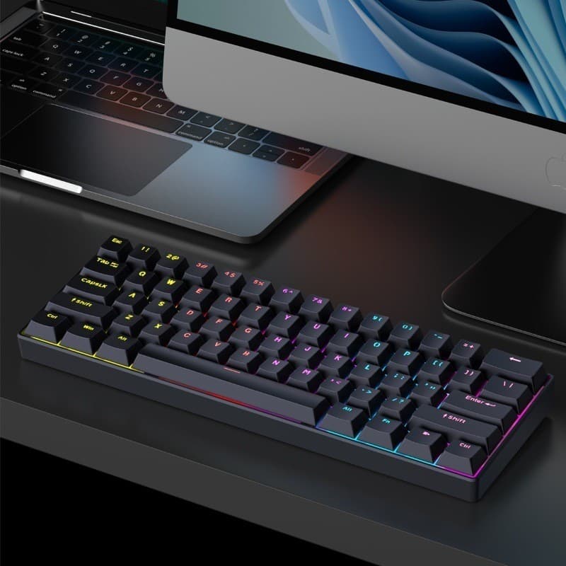 Teclado Mecânicos apoiar Conexão Sem Fio de 2,4 Ghz/ Com Fio RGB LED Iluminado  Com 68 Teclados Gamer/ Escritório