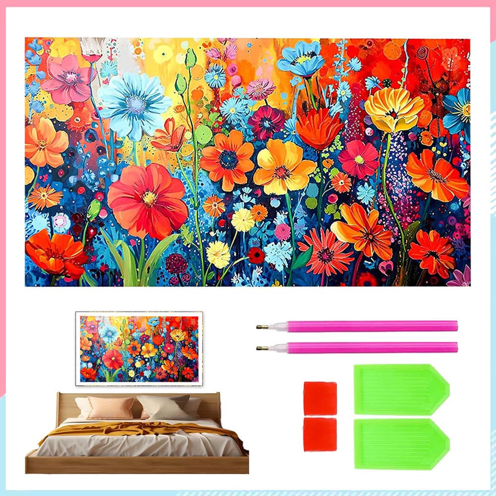 Flores silvestres, ferramentas para arte com diamantes, pintura com diamantes 5D,artesanato com pedras preciosas,70x40cm