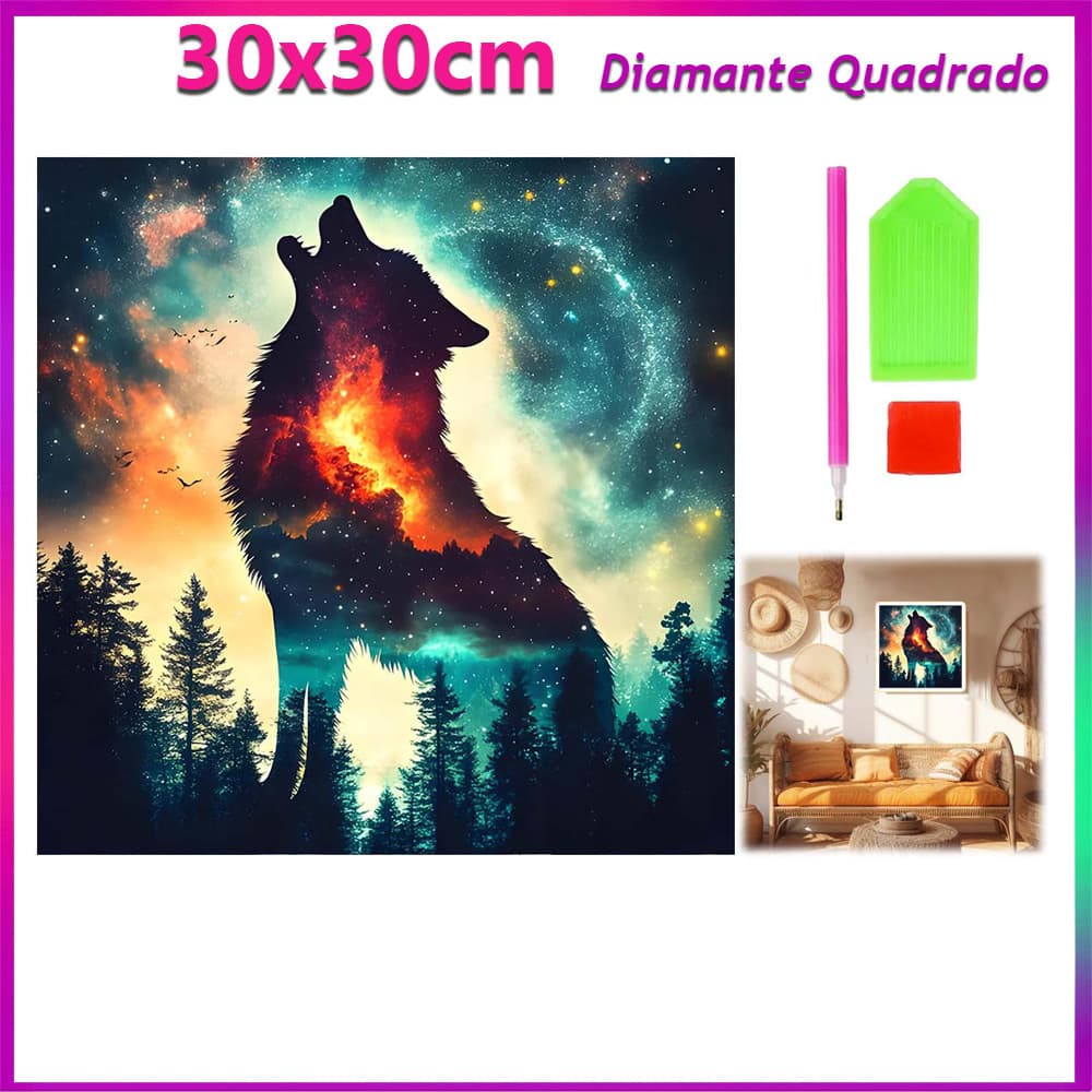 30x30cm Lobo Noturno pintura de diamante pintura de diamante 5D decoração de parede doméstica de arte Diamante quadrado