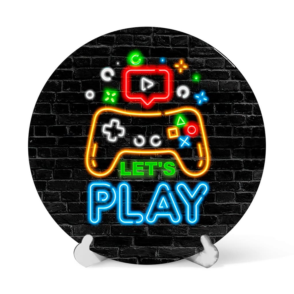 Capa Painel Redondo Mesa Vídeo Game Controle, Sublimado C/ Elástico 50×50Cm