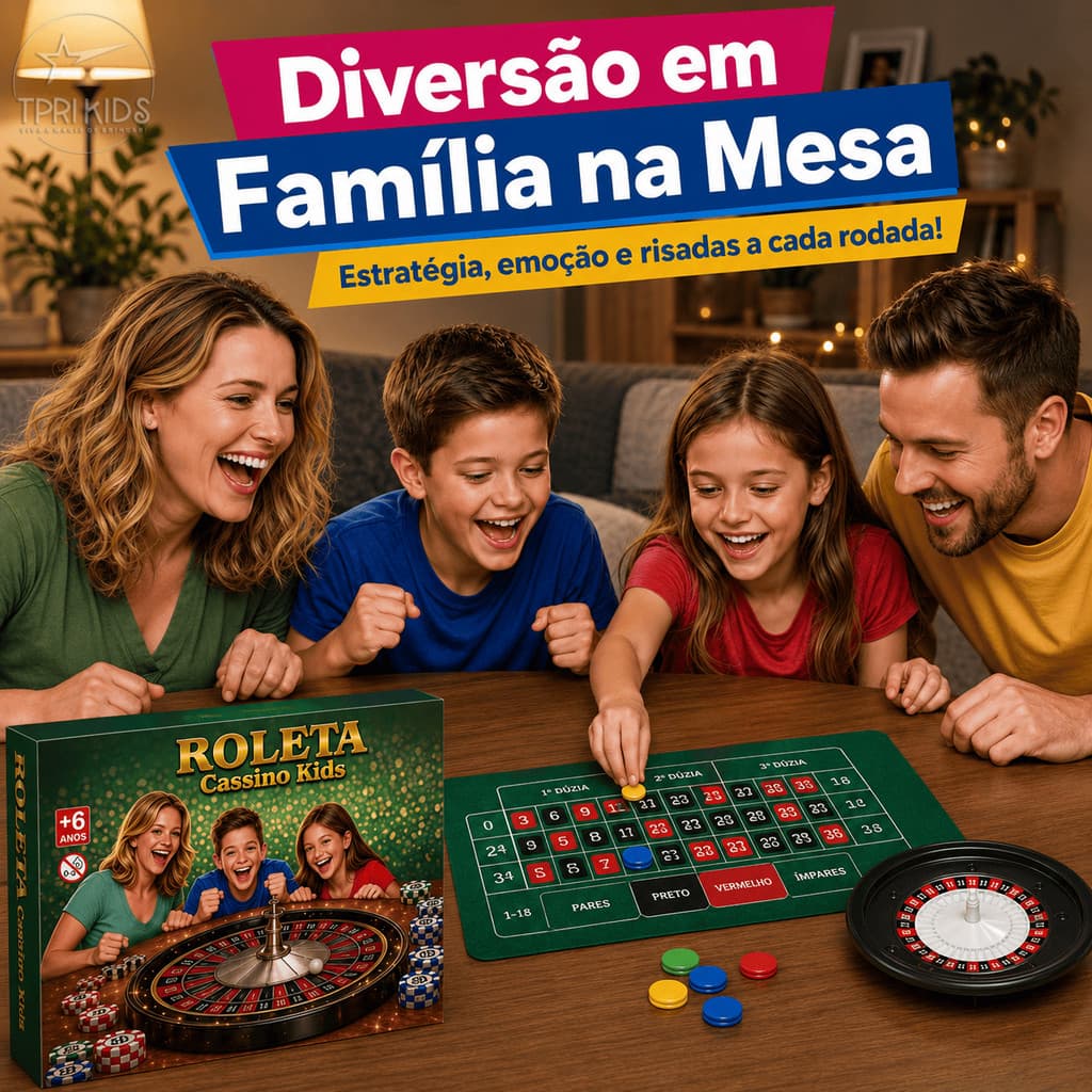 Jogo Cassino Roleta Infantil Kids de Mesa Completo Família Tabuleiro Fichas Coloridas Criança