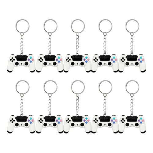 Kit 10 Chaveiro Controle Gamer Playstation Videogame Silicon Branco