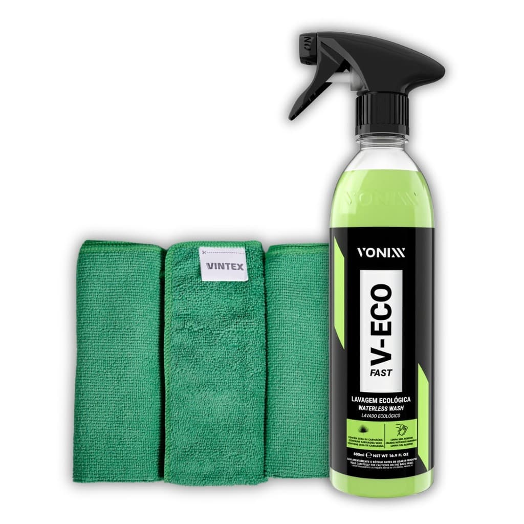 Produto Para Lavar Carro A Seco V-Eco Fast Vonixx + Kit 3 Panos Vintex