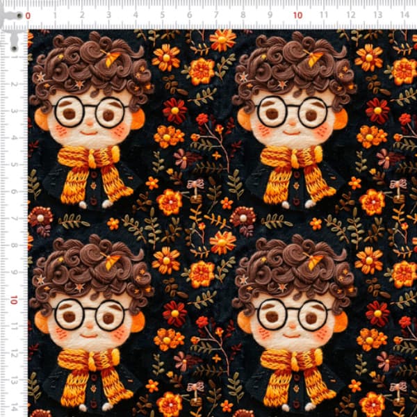 Tecido Tricoline Digital 3D Estudioso do Outono Pano Patchwork Costura Ateliê Artesanato DIY