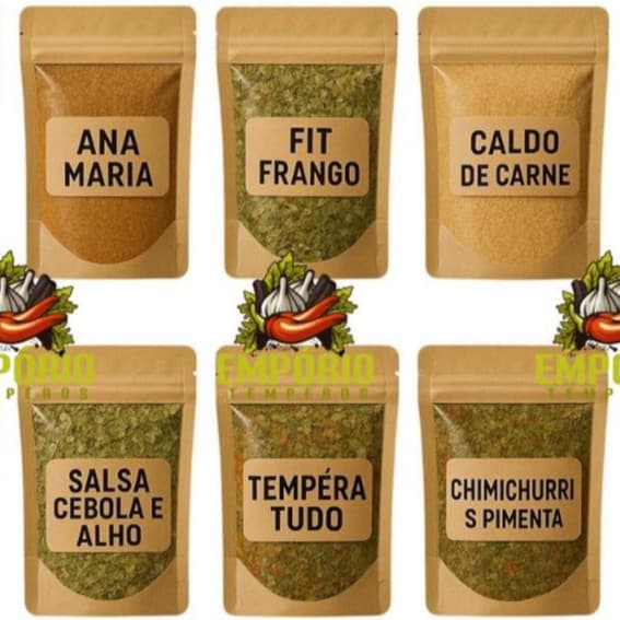Kit 14 Temperos e Condimentos Naturais 30g Cada | Essenciais para Cozinha | Embalagem Zip Lock