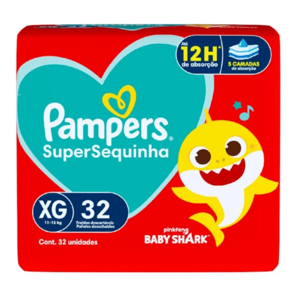 Fralda Descartável Pampers SuperSequinha XG 32 Und Até 15Kg
