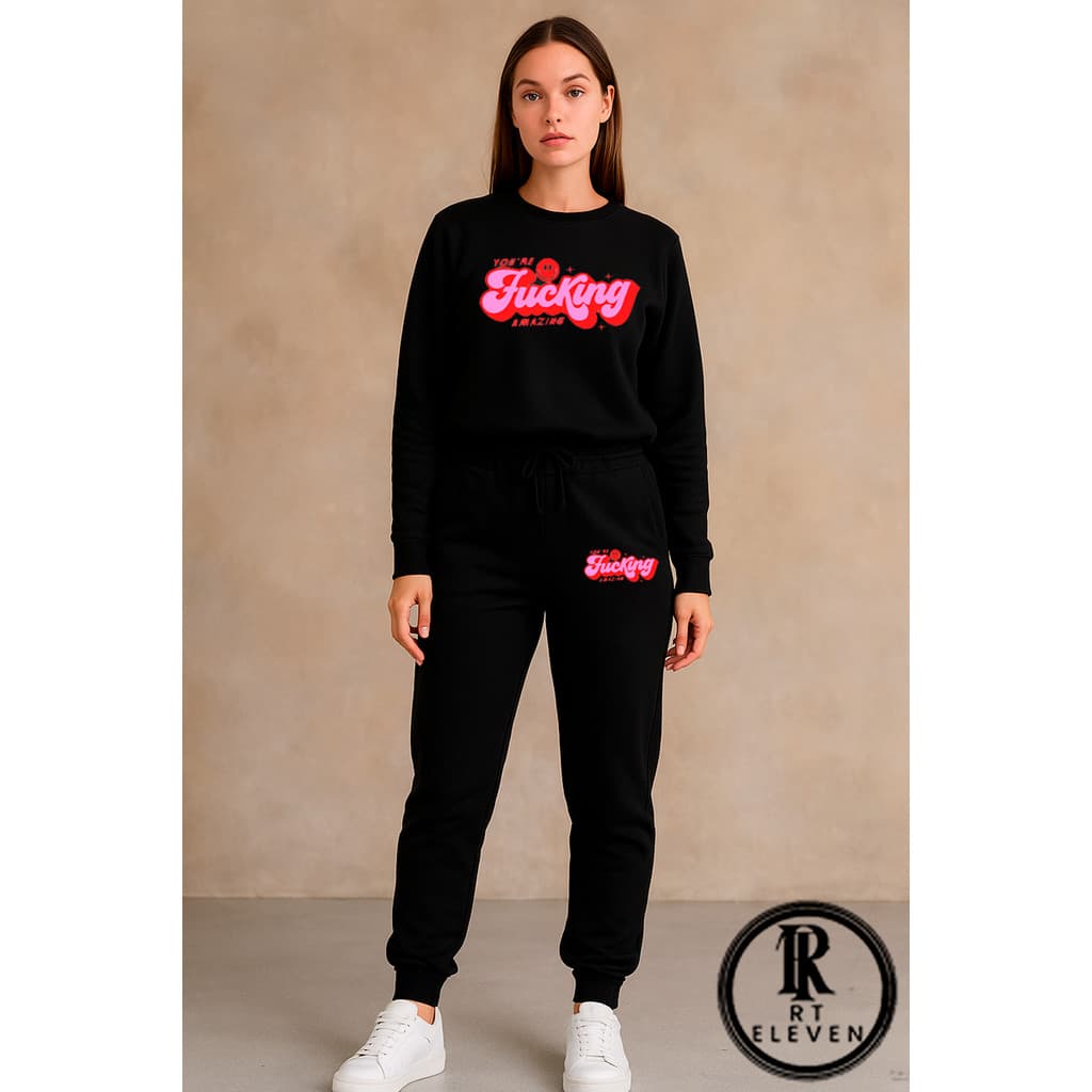 Conjunto Moletom Feminino You Are Amazing Gola Careca  Blusa De Frio Blusa + Calça Moletom Diversas Cores Envio Rápido