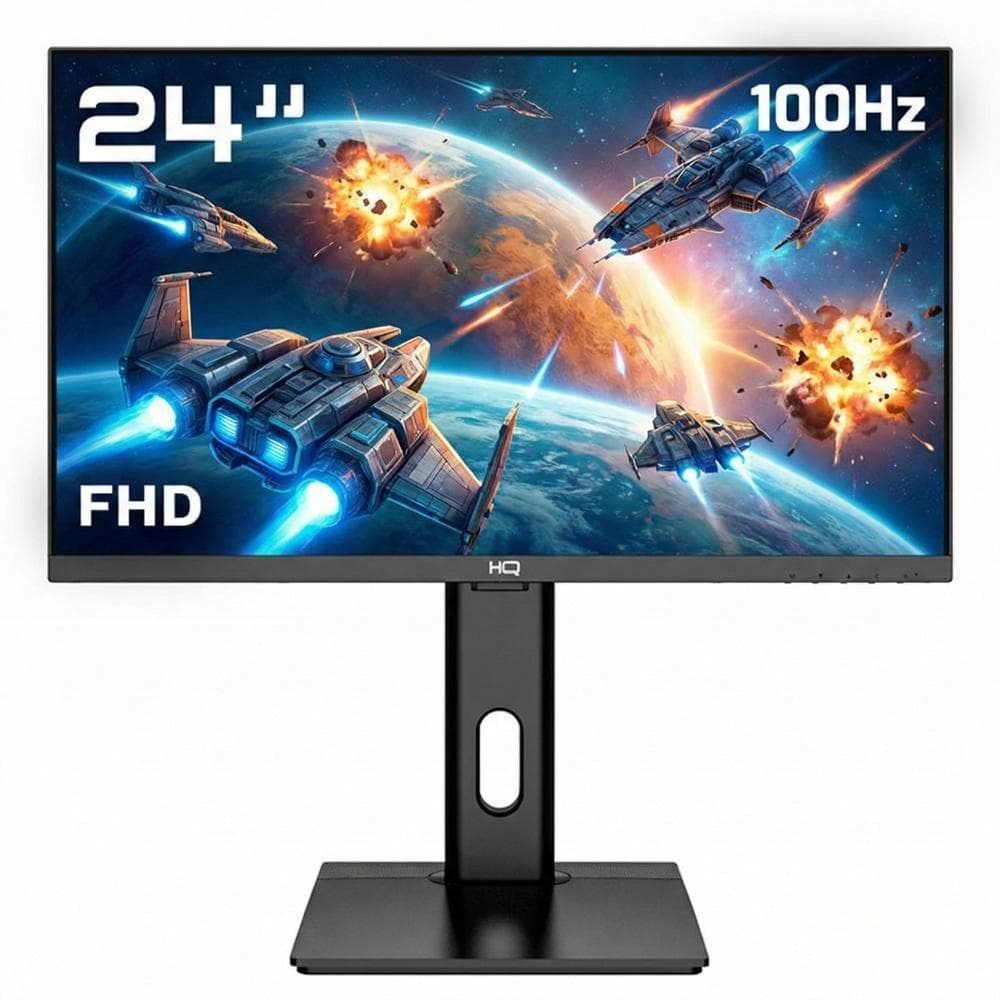 Monitor Gamer HQ 24”, 100Hz Full HD, Ergonômico, Ajuste de Altura e Rotação, HDMI, DP,VESA, frameless HQ24AJ100G