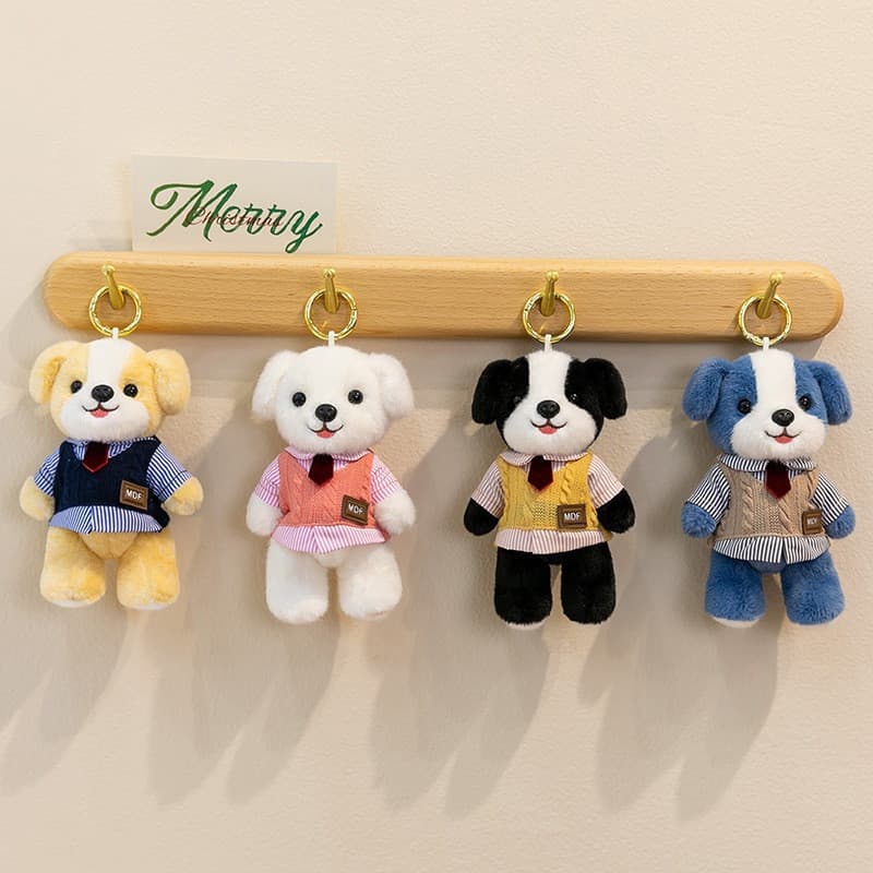 Chaveiro De Pelúcia Articulado De 15 Cm Para Cachorro , Roupas Removíveis , Boneca De Cachorrinho Poseável