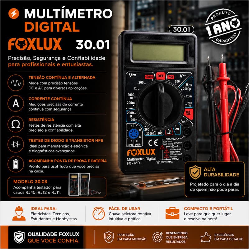 Multimetro Digital Capacitância Multimetro Portátil Sinal Sonoro Multimetro Corrente Profissional