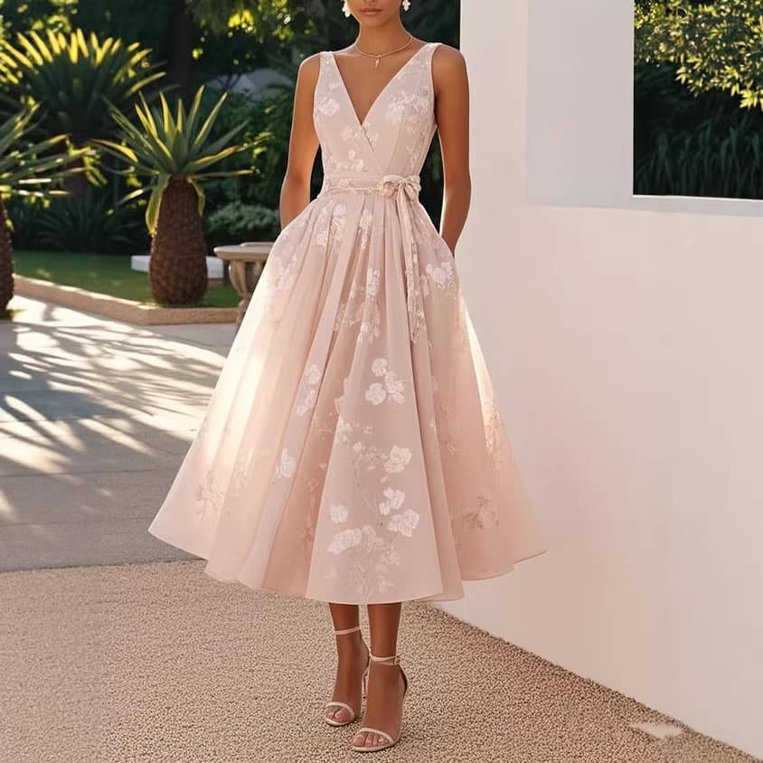 2026 vestido feminino europeu americano banquete vestido de noite Amazon sem mangas colete com decote em V vestido estam