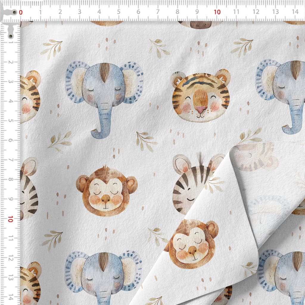 Tecido Tricoline Digital Animais na Savana Pano Patchwork Costura Ateliê Artesanato DIY