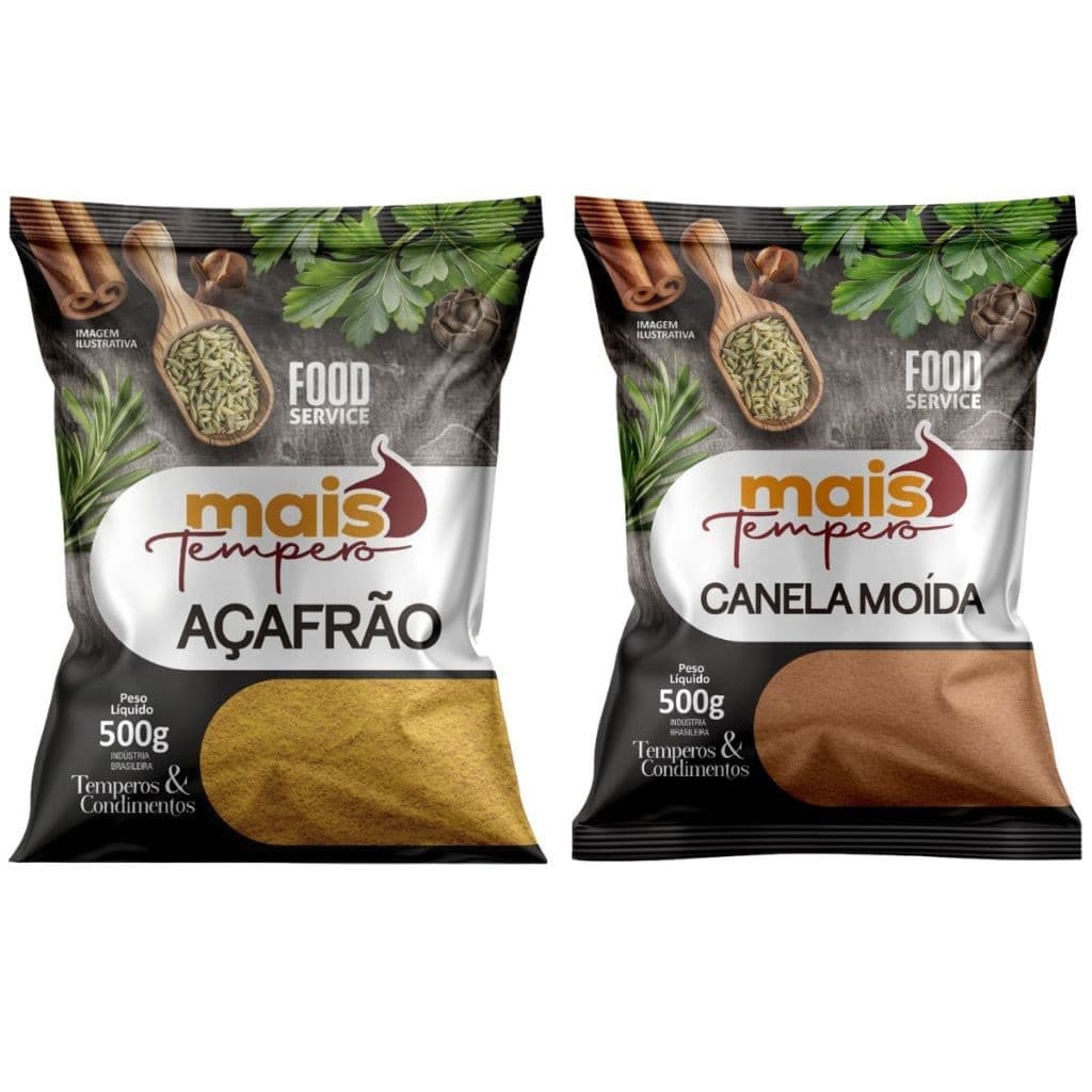 Açafrão + Canela Moida 500g Cada Kit Especiarias Mais Temperos Linha Premium - Mais Tempero - MAIS TEMPERO OFICIAL