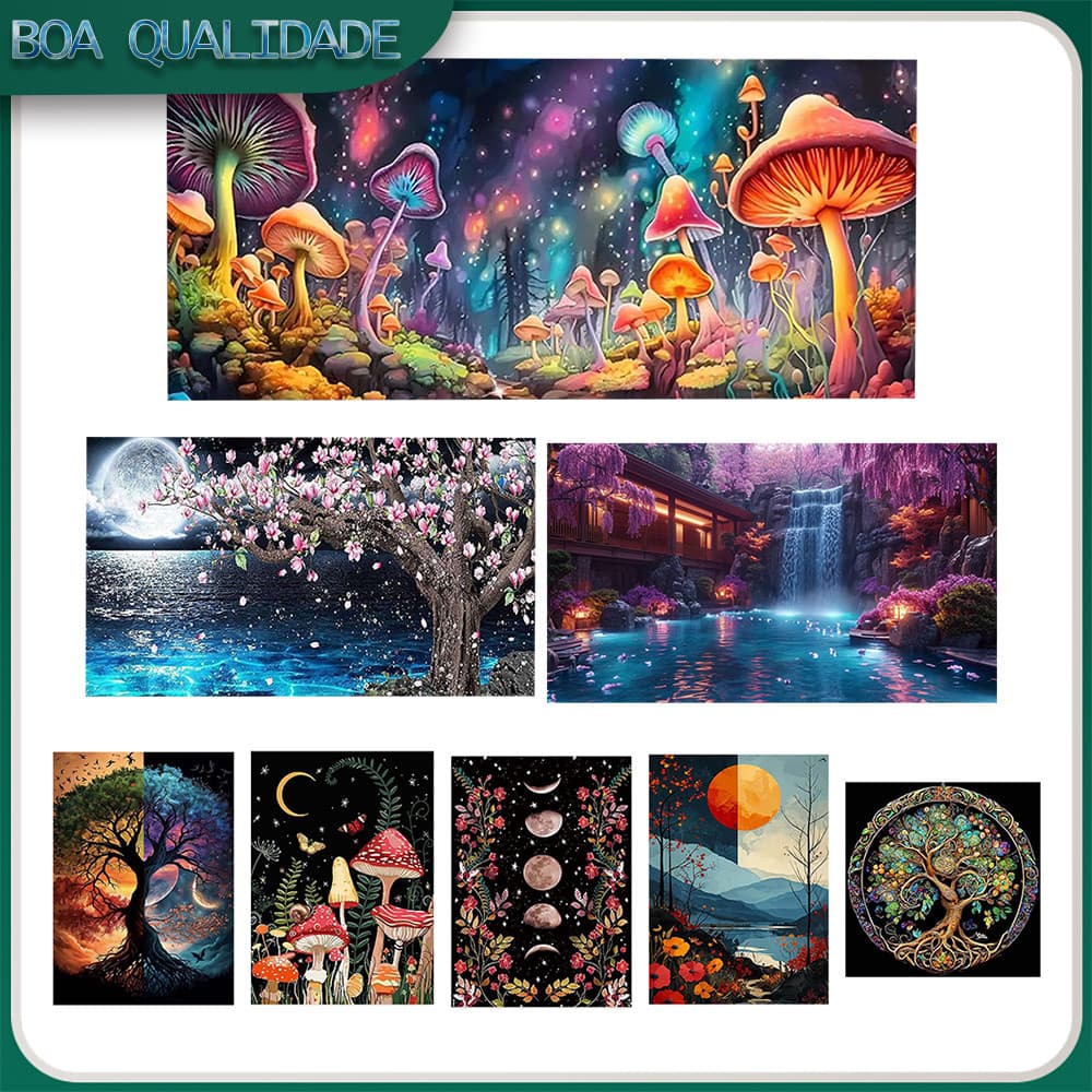 Pintura Com Diamante Kit Plantas florestais Redondo Pintura Diamante Art 5D Pintura De Diamante Pintura Diy 5D Diamante