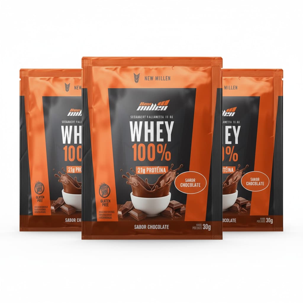 KIT 3 WHEY PROTEIN 100% 21G PROTEINA CHOCOLATE SACHE