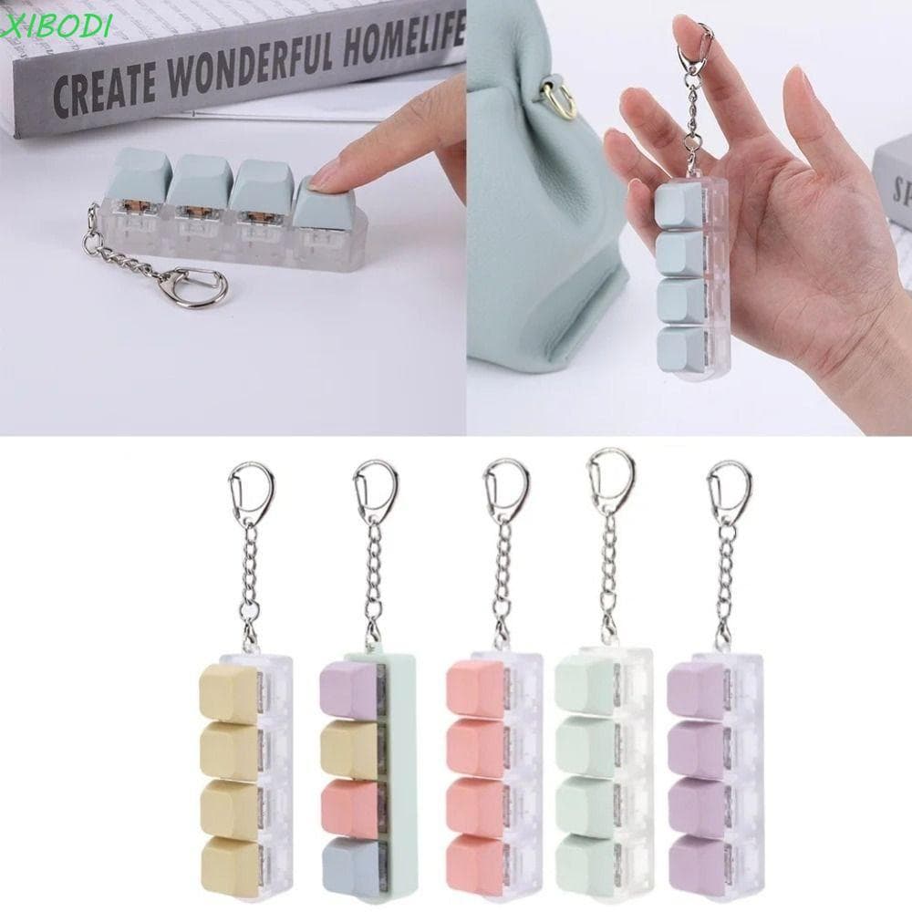 XIBODI Keycap Pitada Brinquedo , 4 Teclas Alívio Estresse Botão , DIY Teclado Mecânico Dedo Fidget Chaveiro