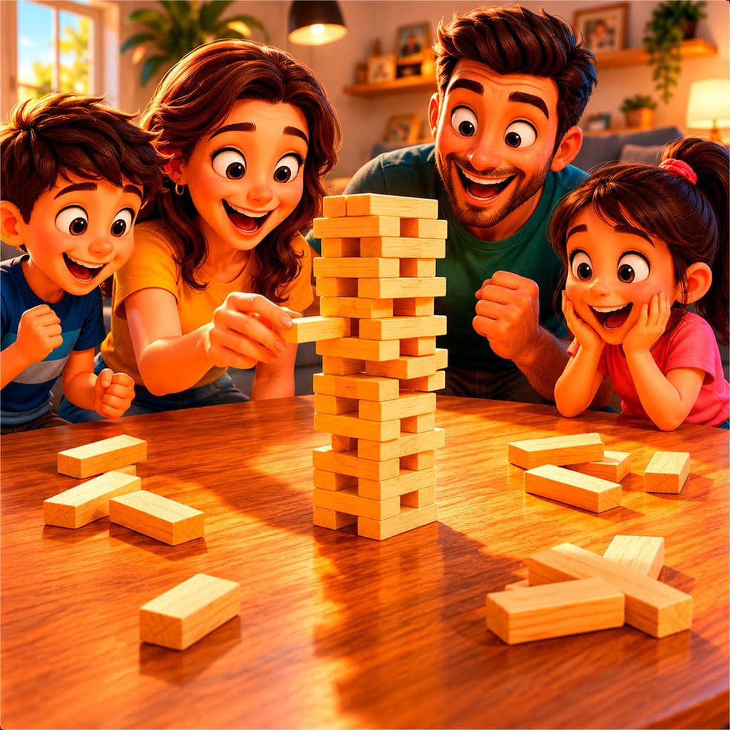 Jogo Caiu Perdeu Torre De Madeira 54 Peças Diversão em Família 7460