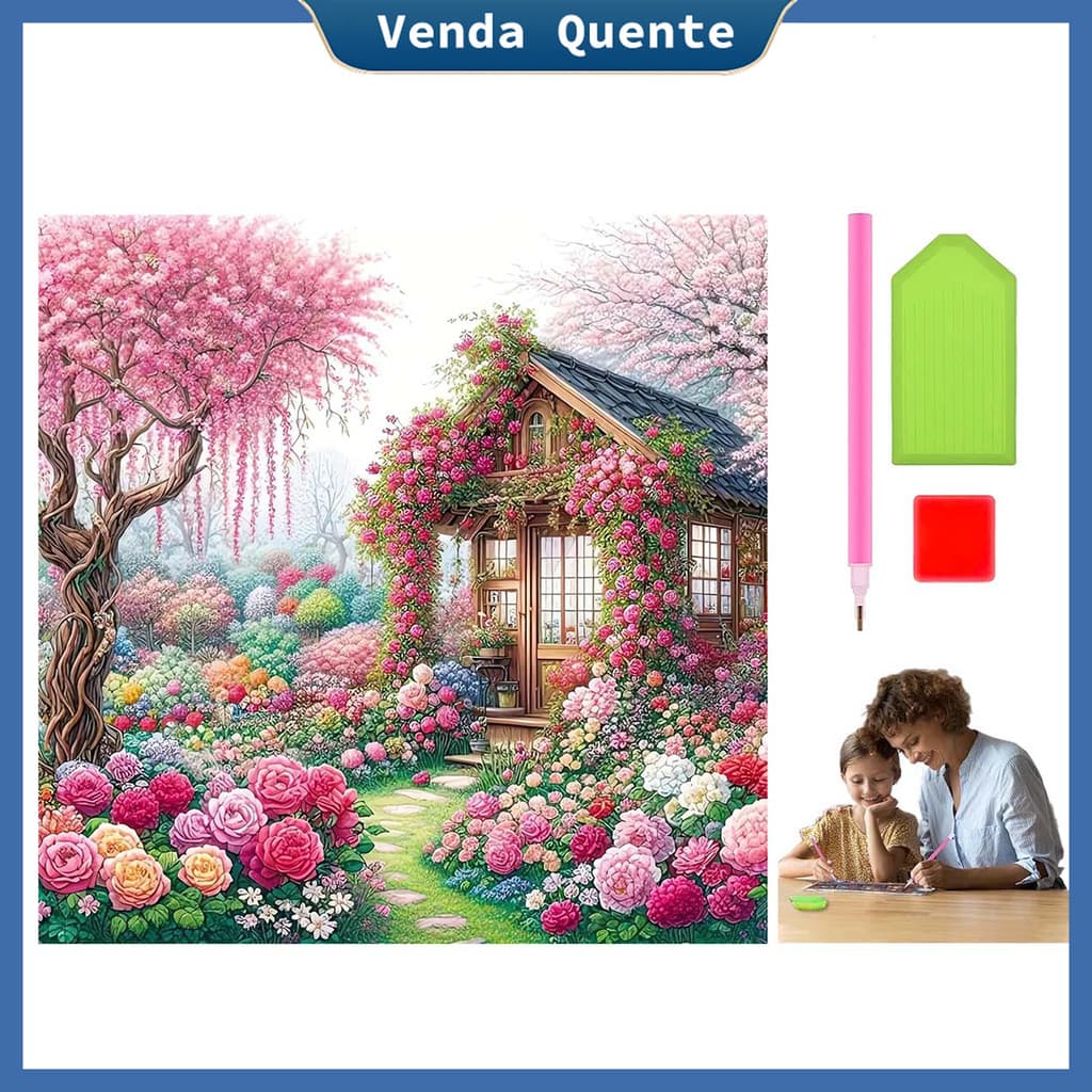 "Cabana de jardim" pintura diamante 30x30 cm, 5D Pintura Diamante, Decoração Da Parede Pintura Artesanal