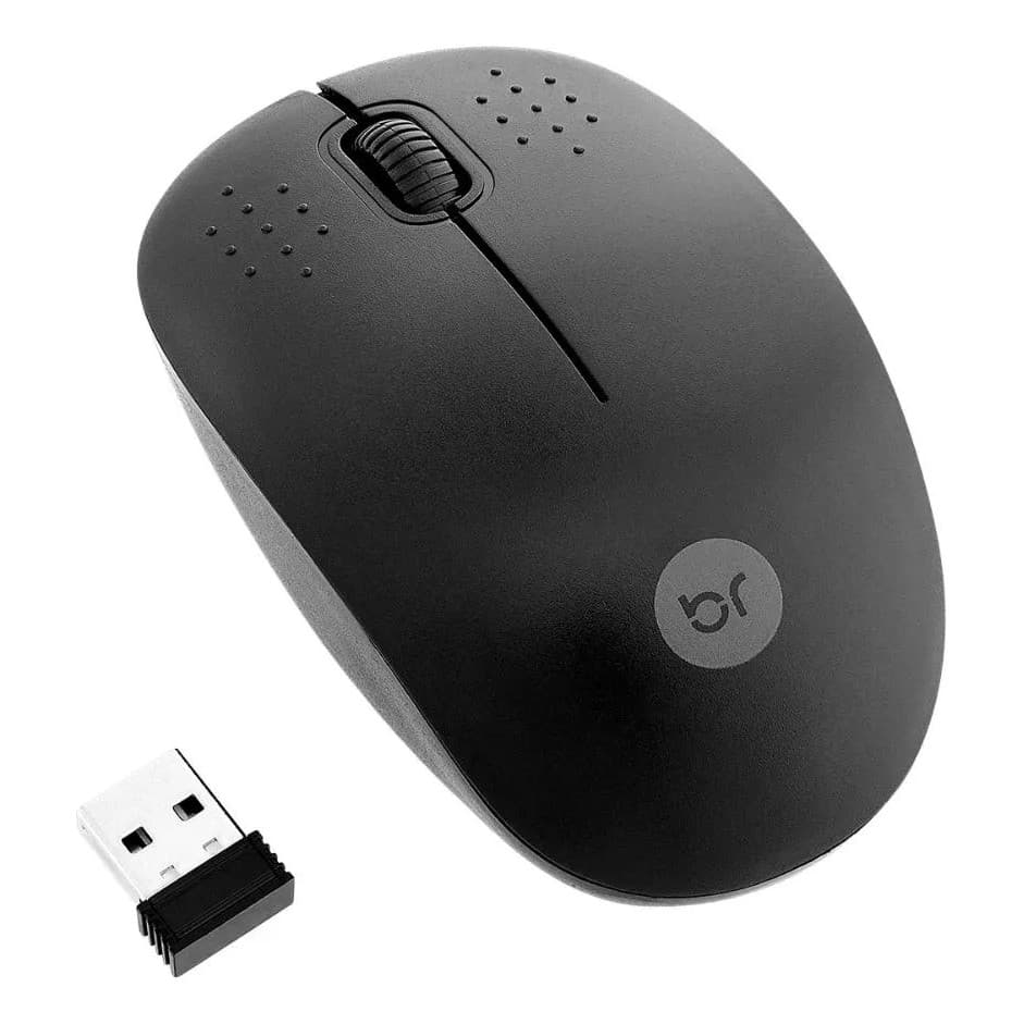 Mouse Sem Fio Bright 2.4GHz 1200DPI Preto 0404 USB Wireless Notebook PC Computador Ergonômico