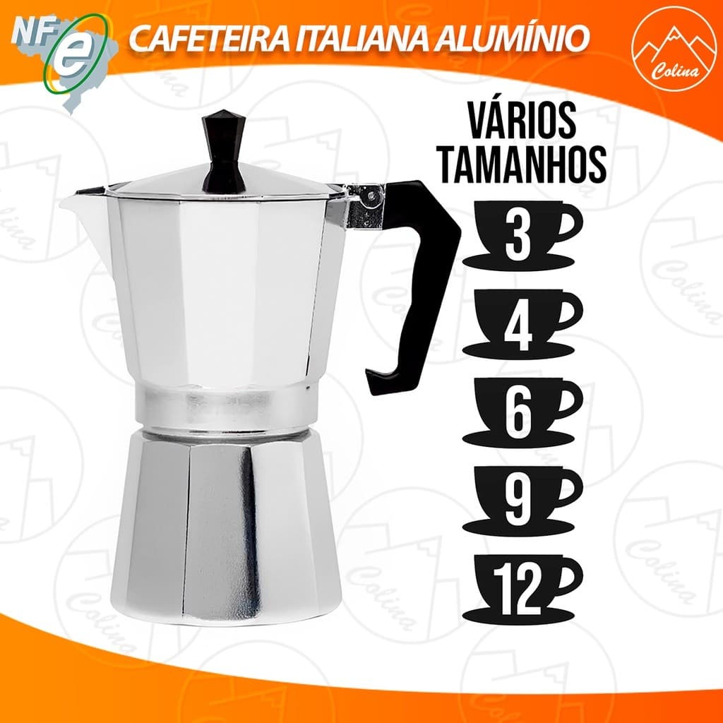 Cafeteira Italiana Quadrada Café Expresso Alumínio Não Utiliza Filtro Nano Shop