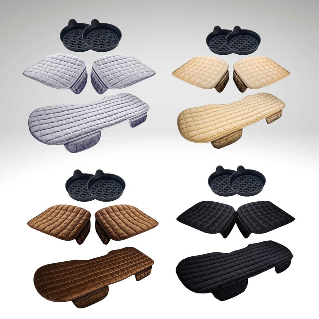 Kit Automotivo 5 peças 3 Capas De Banco Em Suede Dianteiro/Traseiro Tapete Em Silicone P/Porta Copos