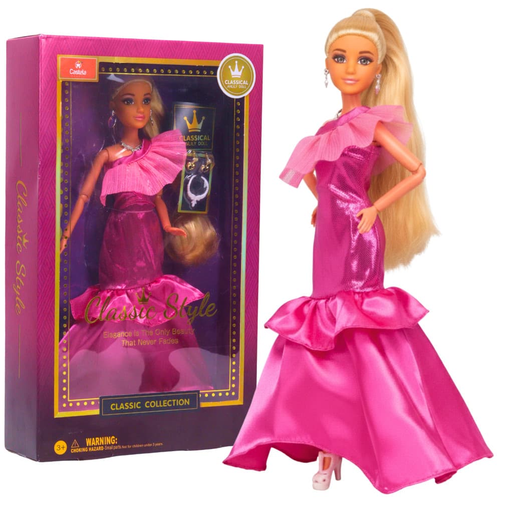 Boneca Anlily Coleção Vestido De Festa Articulada Rosa - Castela