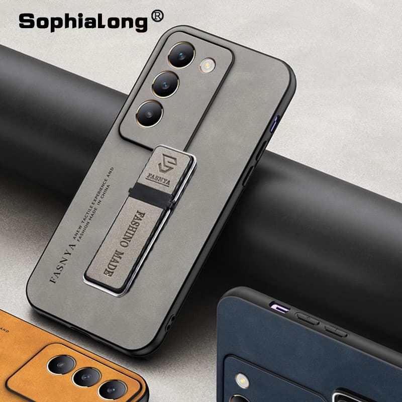 Capas Para Xiaomi Redmi 15 POCO M8S Capa Traseira De Couro De Luxo PC Com Suporte De Metal Magnético Carro