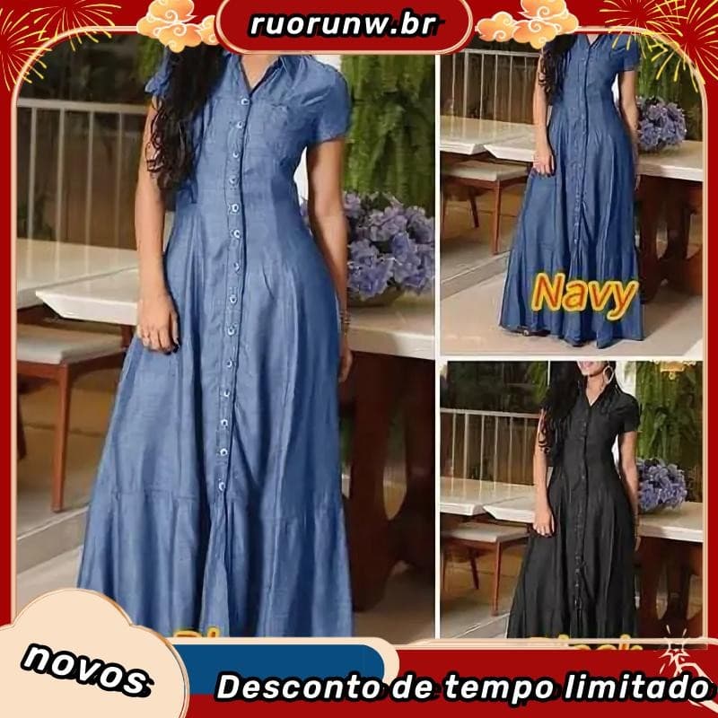 2023 Europa América internacional novo vestido longo csa bolso vestido grande vestido jeans casual plus size vestido
