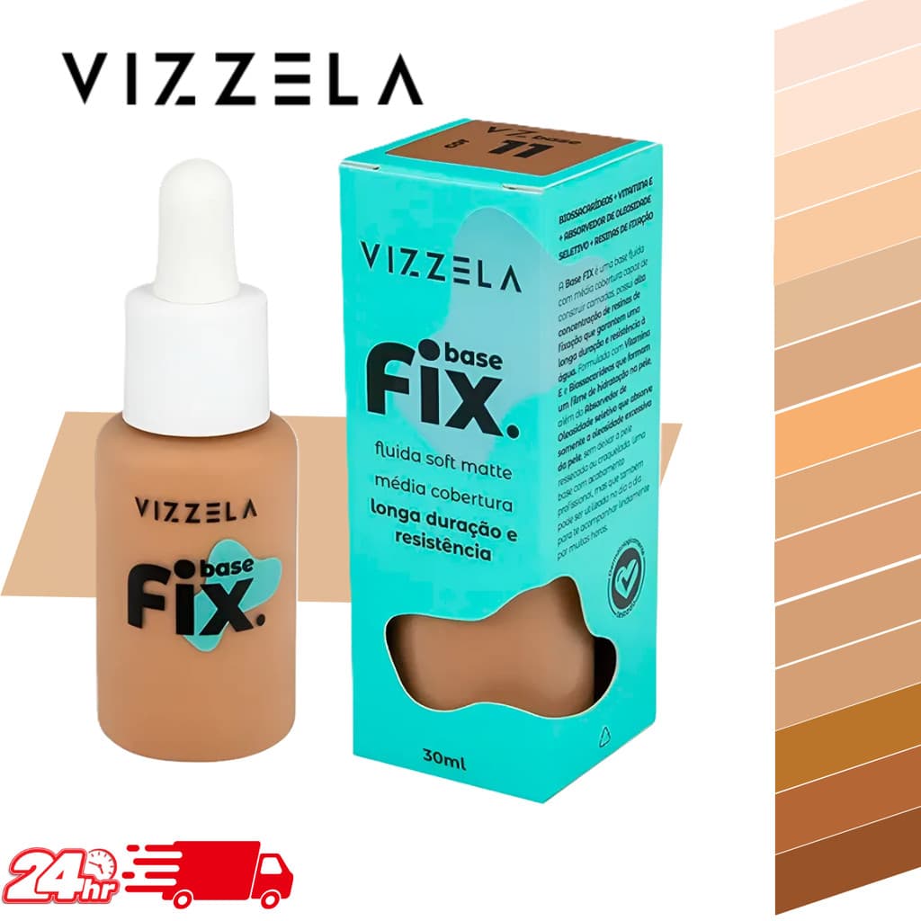 Vizzela Base Fix Líquida - Fluida Soft Matte Longa Duração e Resistência