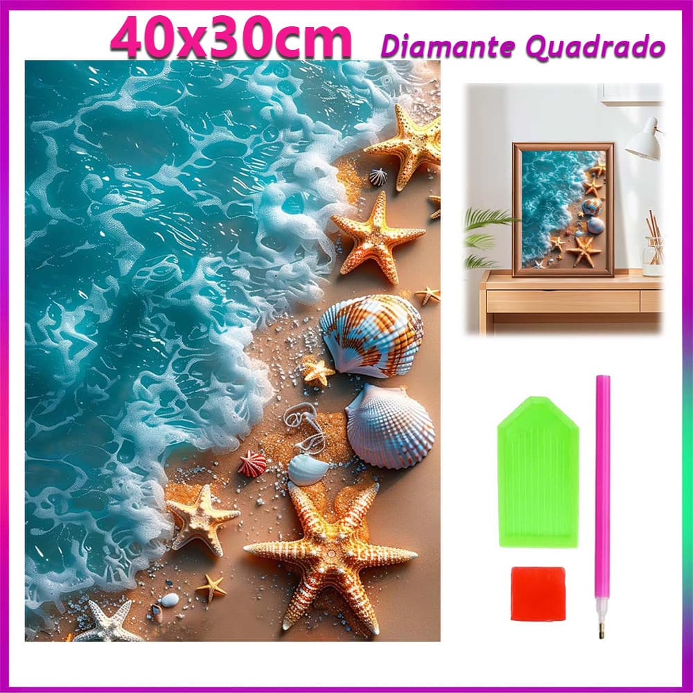 40x30cm Conchas e Areia pintura de diamante pintura de diamante 5D decoração de parede doméstica  Diamante quadrado