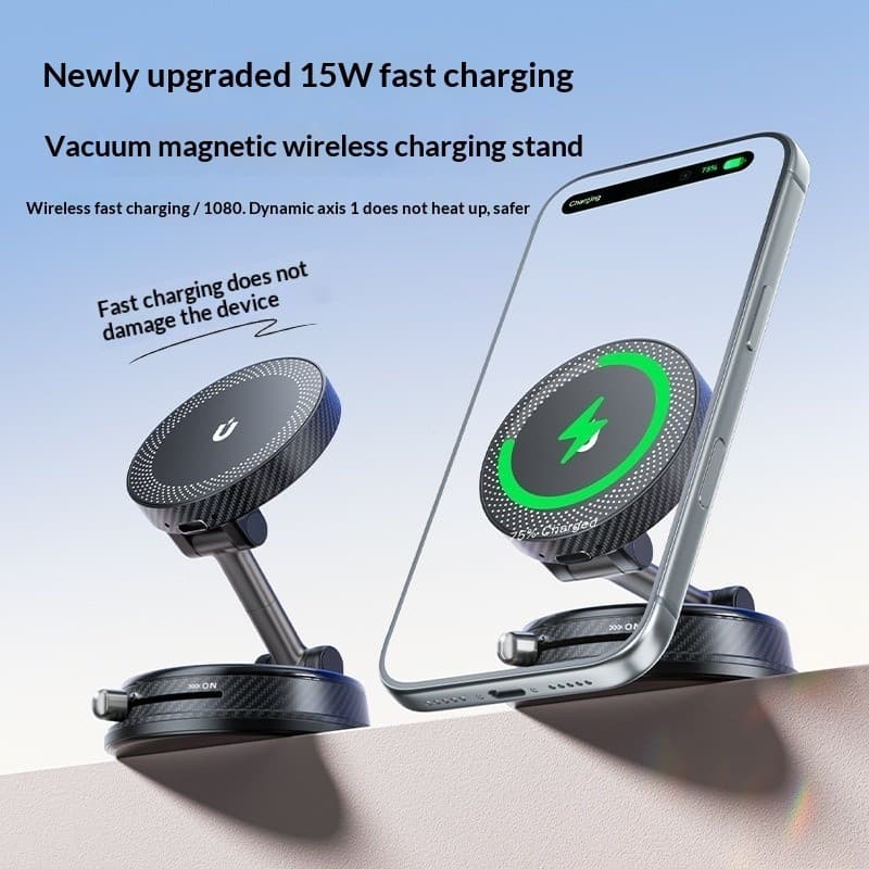Suporte de celular para carro com carregamento sem fio, suporte rotativo com sucção eletromagnética, suporte universal p