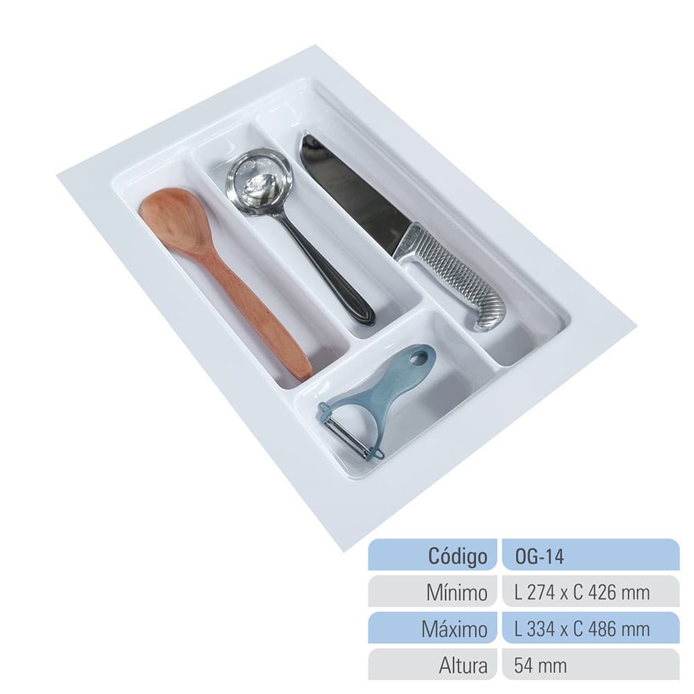 Organizador de Gaveta Porta Talheres Divisor de Talheres Organizador de Cozinha Og-14 branco Multiuso