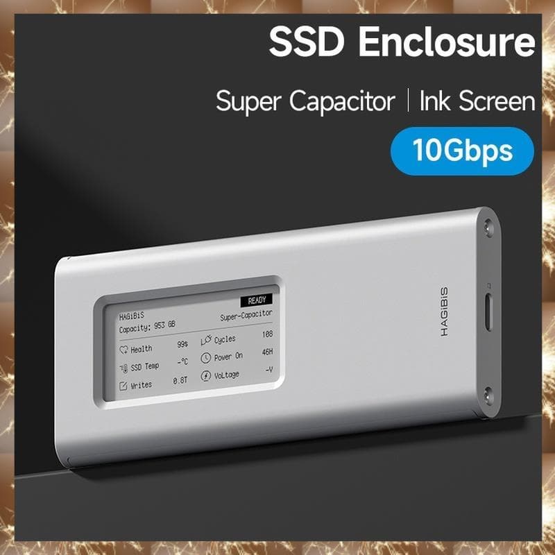 (Div M . 2 SSD Gabinete De Disco Rígido Com Tela De Tinta De 10 Gbps Caixa Externa De Alumínio Para SSDs 2230/2242/2260/