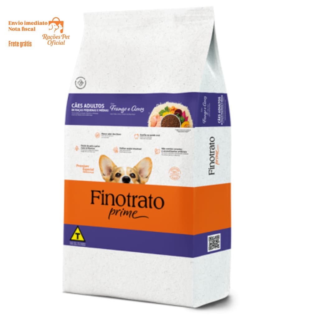 Ração Premium Especial Finotrato Prime 3kg Para Cachorro Raças Pequenas e Médias Frango e Arroz