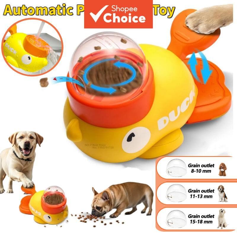  Alimentador Automático para Pets Pato: Dispenser de Ração para Gatos e Cachorros, Interativo Inteligente, Adequado para