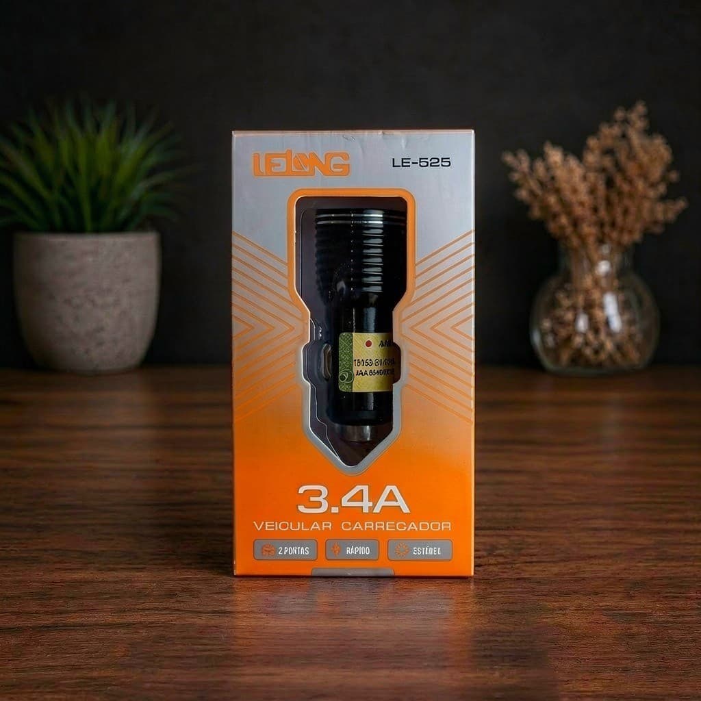 Carregador Veicular 12v/24v Duas Portas Usb 3.4a Metal Original
