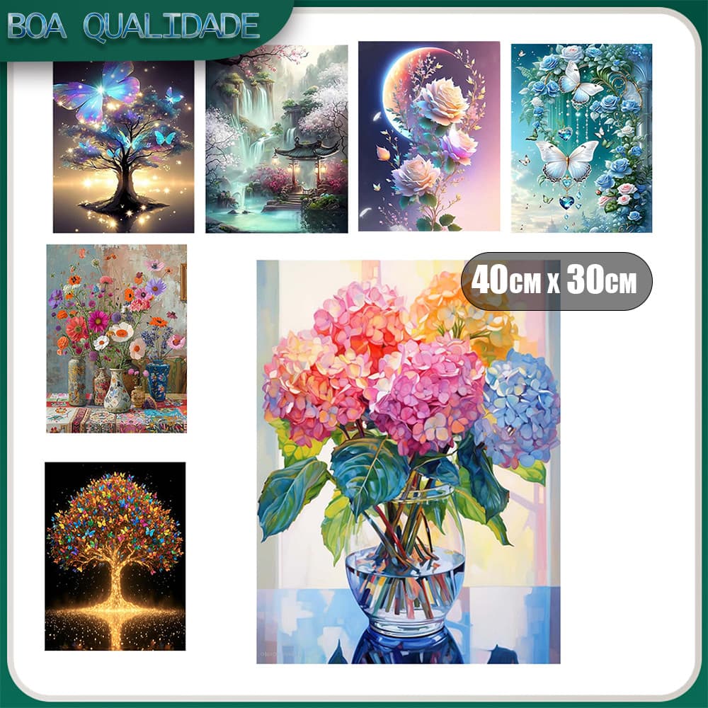 Diamante Art Pintura Diamante 5D Pintura De Diamante Pintura Diy 5D Quadrado Com 40x30cm Plantas com Flores