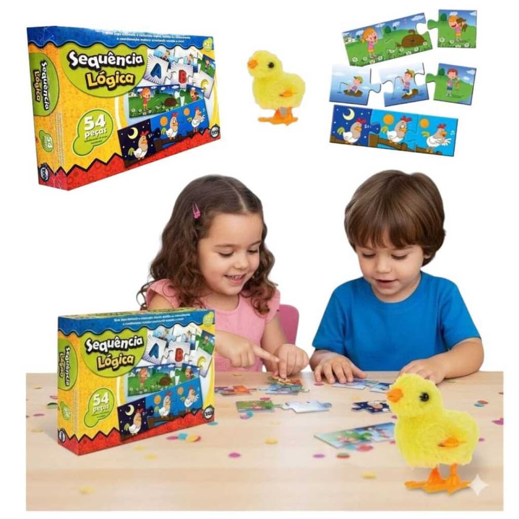 Brinquedo Sequência Lógica 54 Peças Educativo Infantil e um brinquedo extra