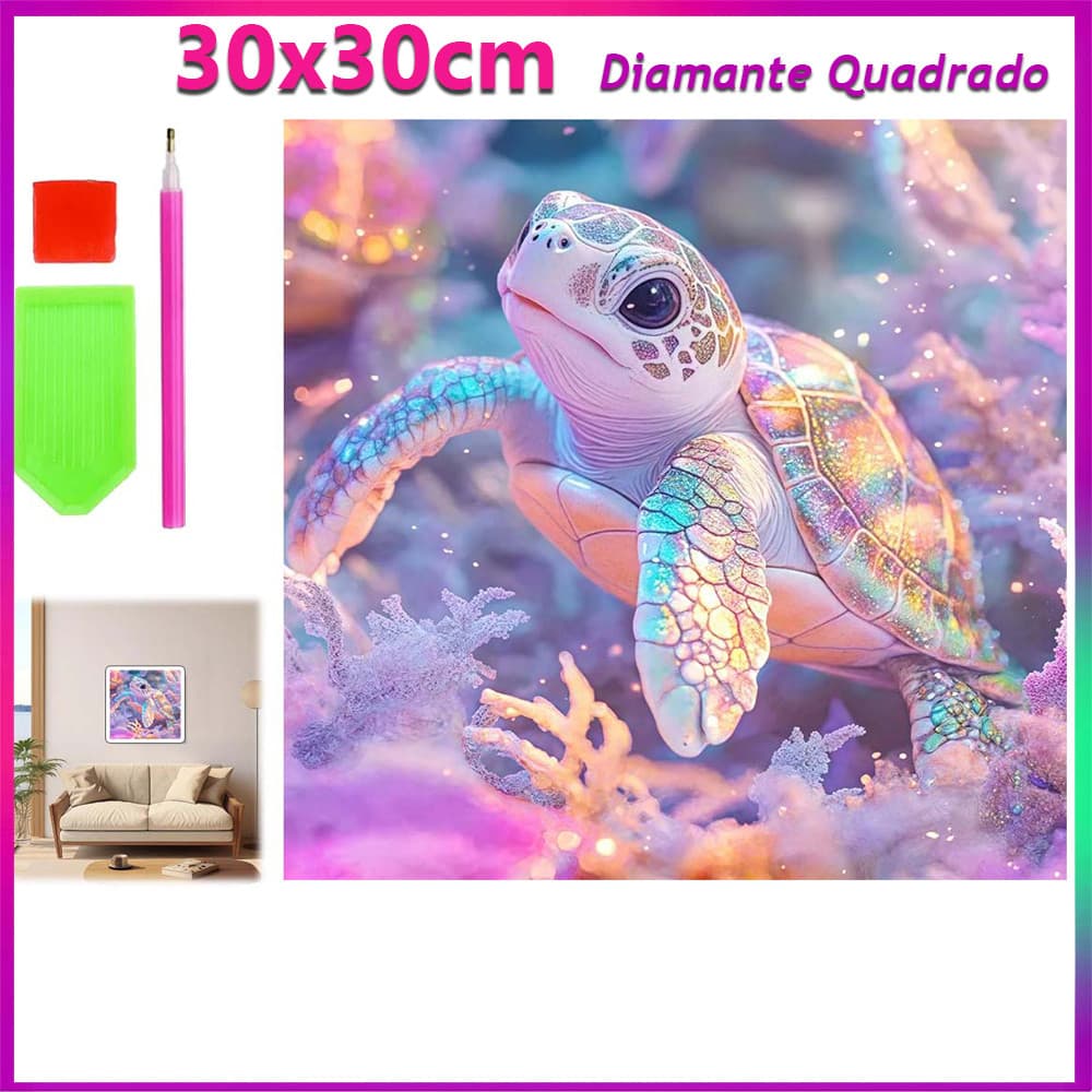30x30cm Tartaruga Colorida pintura de diamante pintura de diamante 5D decoração de parede doméstica  Diamante quadrado