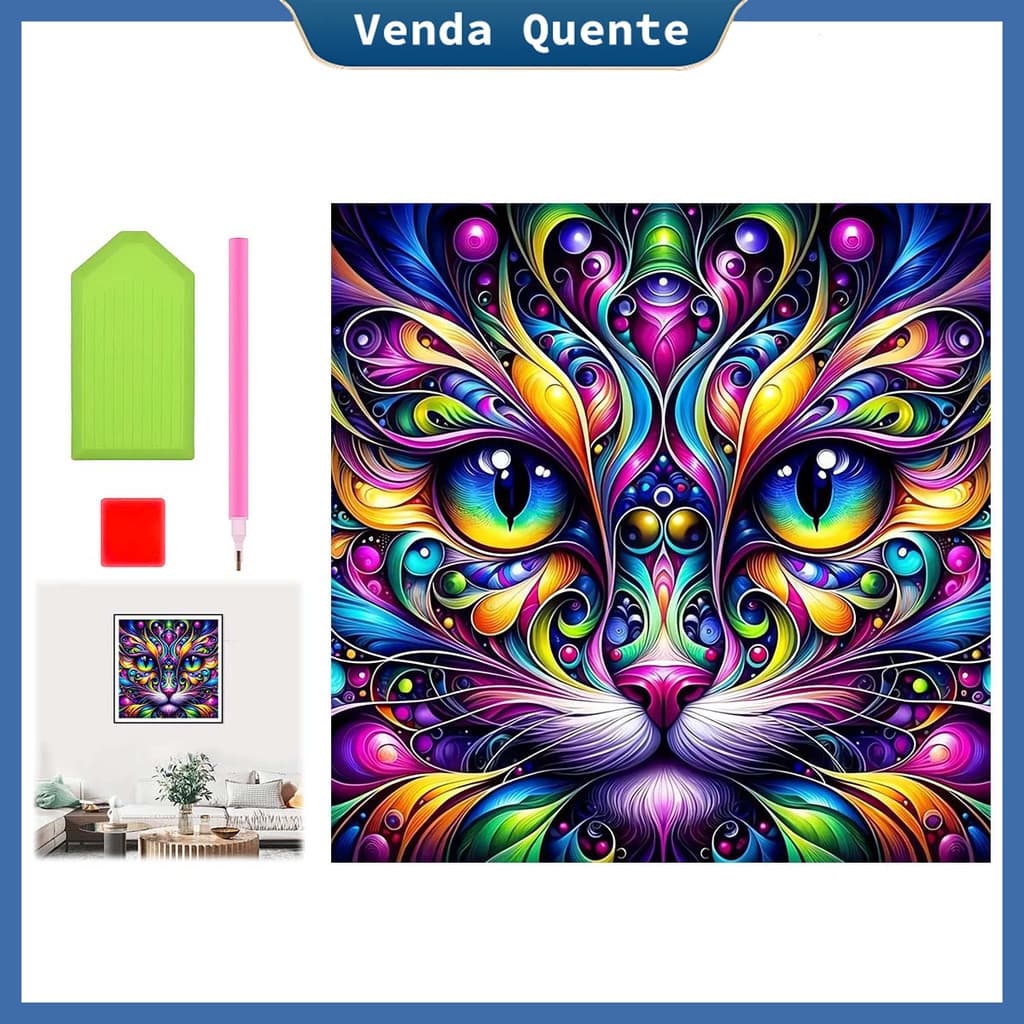 "Padrão de cor Gato sombra" pintura diamante 30x30 cm, 5D Pintura Diamante, Decoração Da Parede Pintura Artesanal