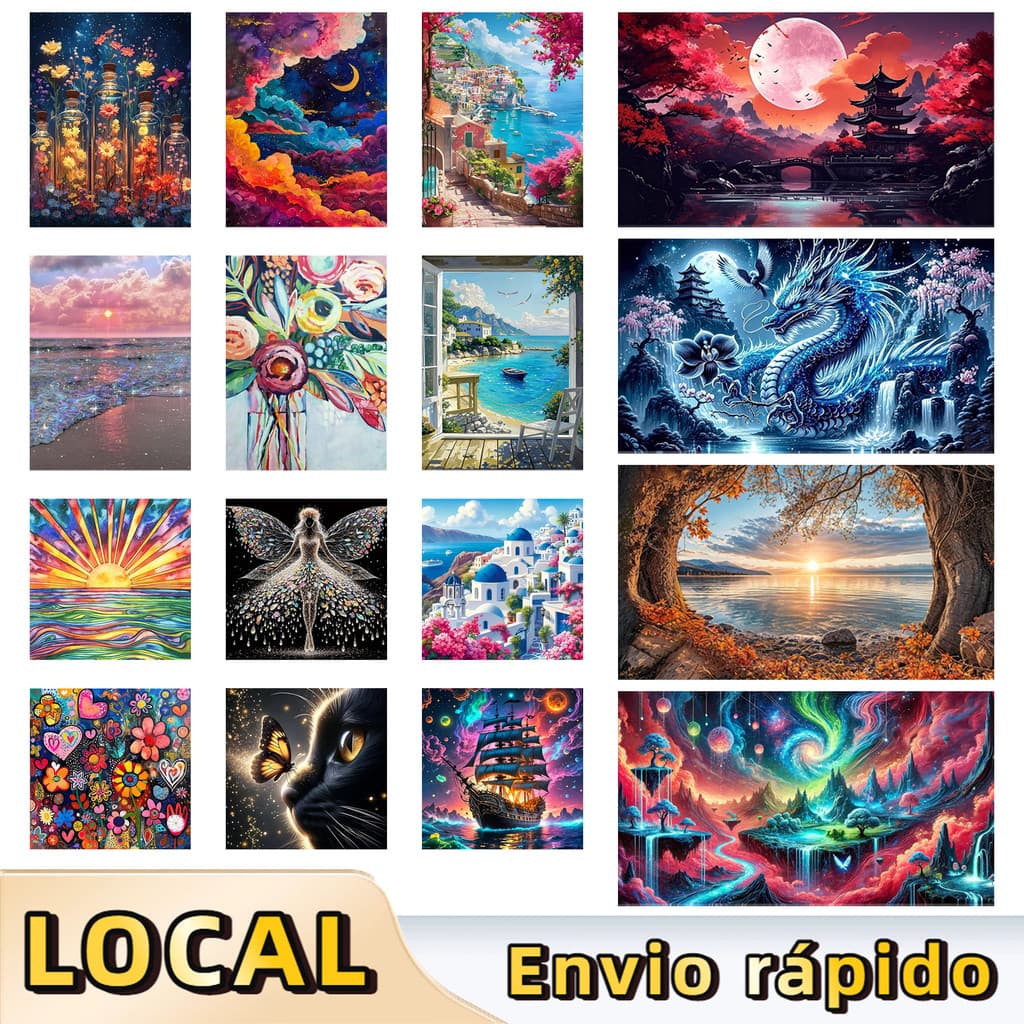 Kit Pintura Diamante Quadrado 5D 30x30 40x30 70x40cm para Adultos Crianças Decoração