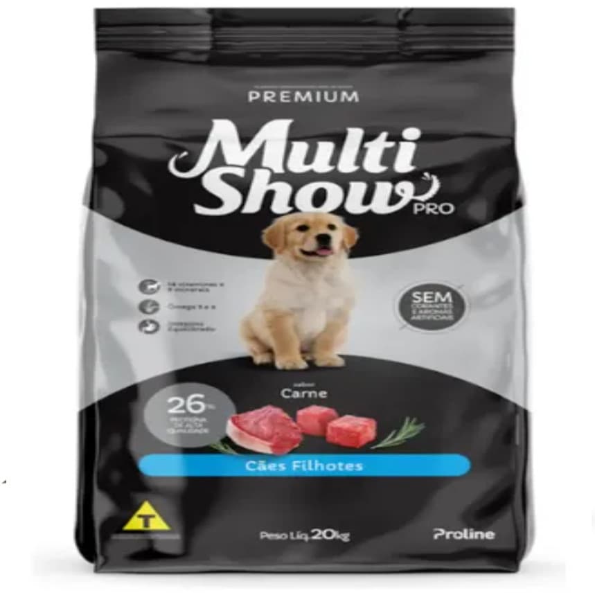 Ração para cachorro filhote Multishow Pro Premium Sabor Carne 20kg