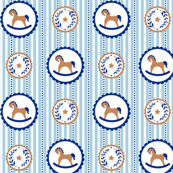 Tecido Tricoline Cavalinho Encantado Azul 100% Algodão Costura Criativa Qualidade Superior Enxoval