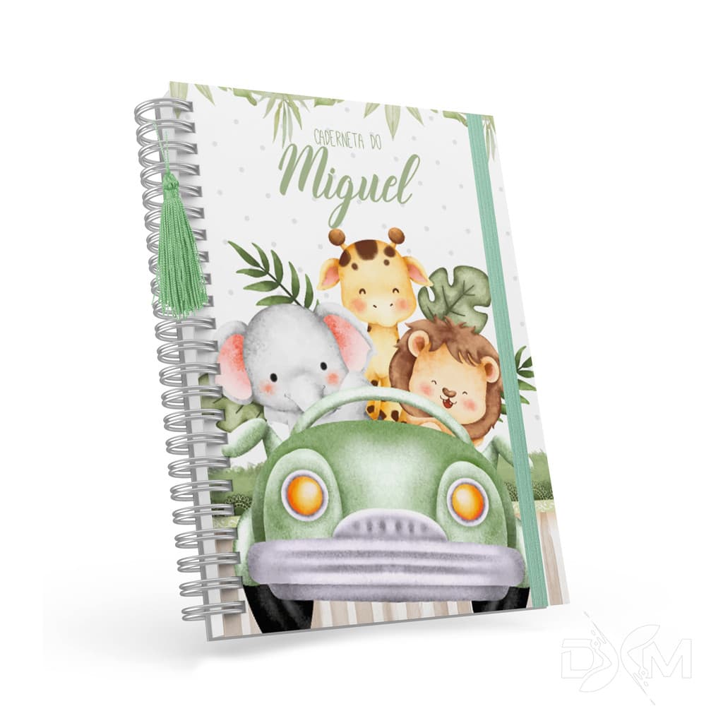Caderneta de Vacina/Saúde Completa Personalizada com Nome - Capa Dura - Tema Safari 14 - DXM