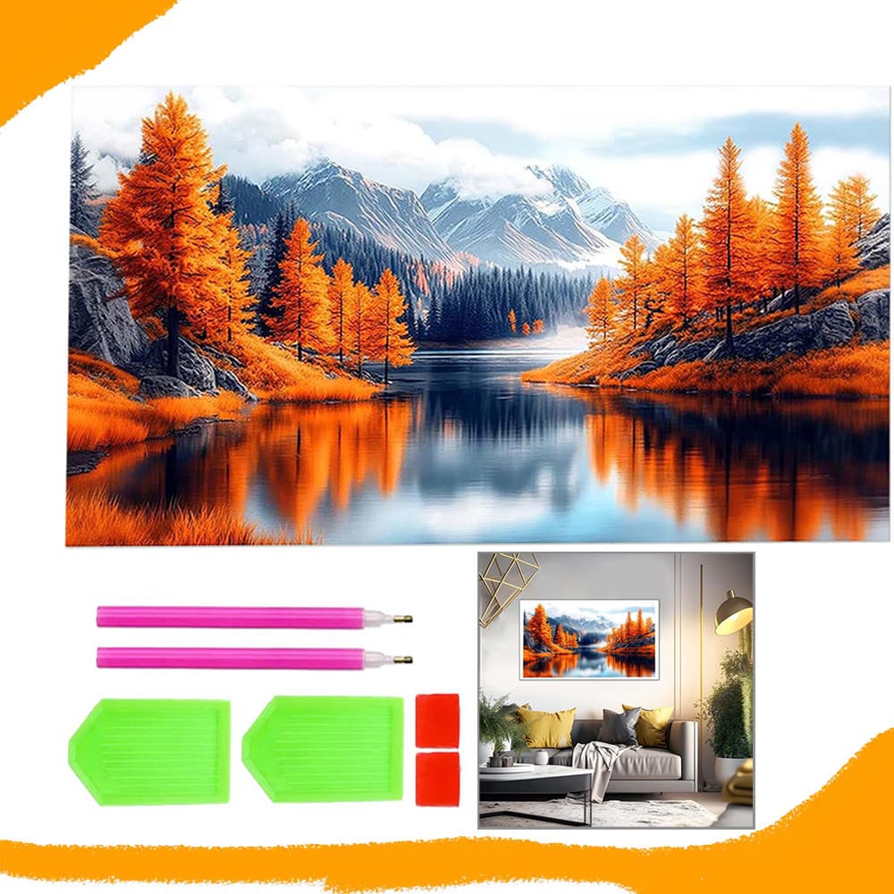 Paisagem de outono, diamantes quadrados, pintura com diamantes 5D DIY, kit inicial para pintura com diamantes, 70 x 40cm
