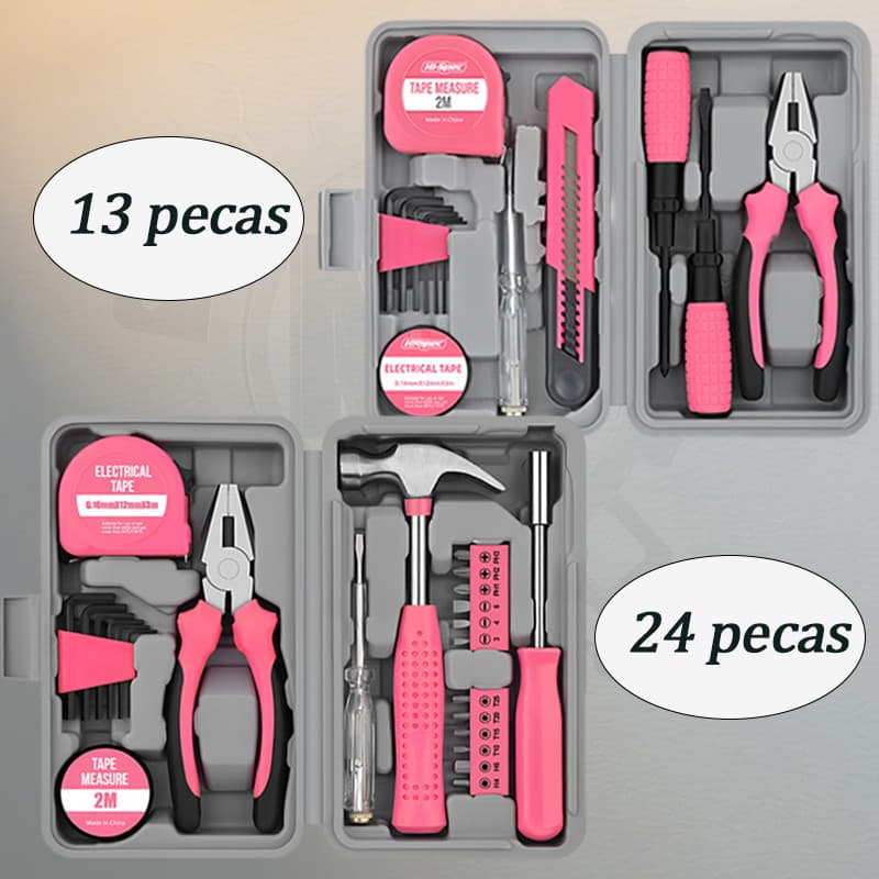 Kit de Ferramentas Rosa ✨ (13pcs & 24pcs & 39pcs) - Perfeito para Reparos Domésticos e DIY